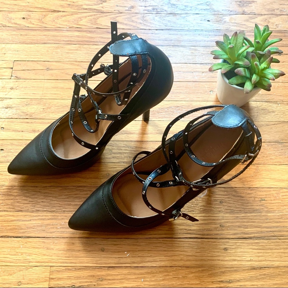 Black strapped heels size 8